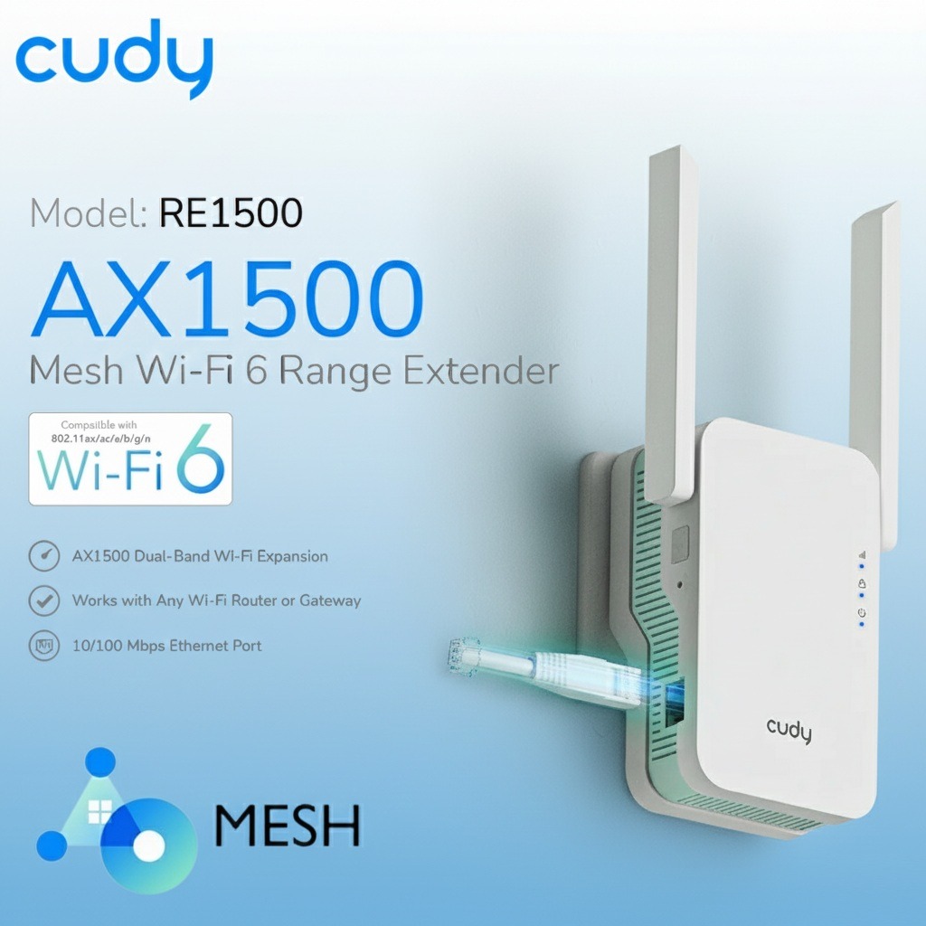 Cudy RE1500 — AX1500 Wi-Fi 6 Mesh Range Extender