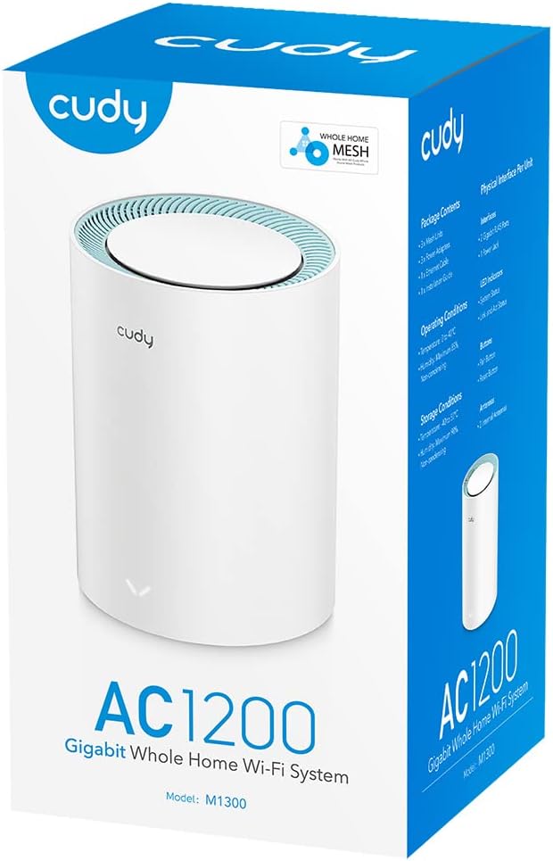 Cudy M1300 (1-Pack) AC1200 Gigabit Mesh Wi-Fi System