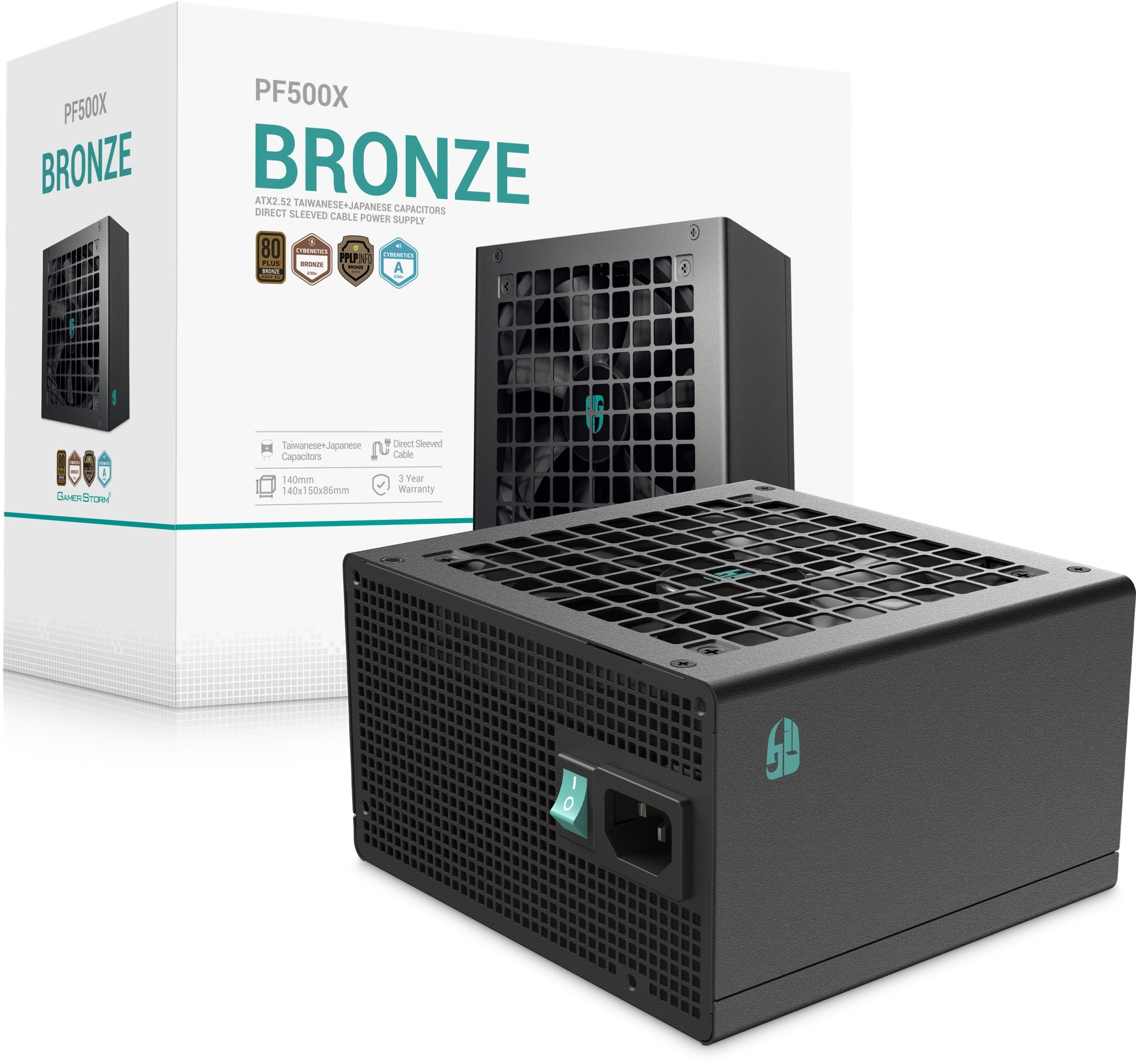 DeepCool GamerStorm PF500X 500W 80 Plus Bronze Non-Modular Black ATX Desktop Power Supply